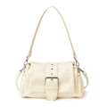 Minimalistische crèmewitte crossbody tas met zilveren gesp en gladde PU-lederen afwerking - Wit