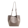 Elegante borsa tote in pelle tortora con grana martellata e spallacci regolabili - Grigio elefante