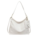 Weiße minimalistische Leder-Hobo-Tasche mit passender kleiner Hängebörse für Damen - Gebrochenes Weiß
