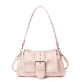 Chique lichtroze crossbody vierkante tas met glad leer en een metalen gesp - Roze