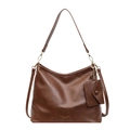 Braune Leder Umhängetasche für Damen mit passender Mini-Tasche und Schultergurt - Braun