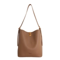 Sac hobo vintage en cuir marron avec boucle dorée et texture lychee pour femmes - Marron