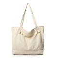 Borsa tote in tela beige minimalista con tracolle lunghe e design di grande capacità - Bianco Sporco
