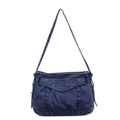 Bolso tote grande de denim azul oscuro con bordado SUBELETING y cordones laterales - Azul marino