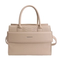 Beige Henkeltasche mit Krokodilprägung und verstellbarem Schultergurt für Damen - Beige