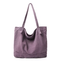 Borsa tote vintage in tela da donna color viola scuro con ampia capacità interna - Viola