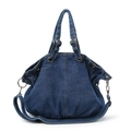 Vintage grote denim canvas draagtas in donkerblauw met brede schouderband en veel ruimte - Donkerblauw