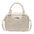 Bolso de mano retro beige claro con herrajes dorados y correa de hombro ajustable - Blanco Roto