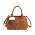 Sac à main en daim marron avec bandoulière et charm de gant marron foncé - Avec Pendentif / Marron
