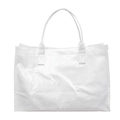 Minimalistische große weiße Tragetasche mit TOTE BAG Prägung und verstärkten Griffen - Gebrochenes Weiß