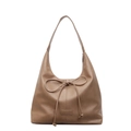 Sac fourre-tout kaki minimaliste en cuir synthétique avec noeud élégant - Khaki