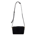 Bolso bandolera de ante tejido negro con correa ajustable y detalles metálicos - Negro