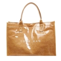 Wasserdichte Tragetasche aus PVC und braunem Papier mit weißer TOTE BAG Aufschrift - Braun