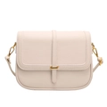 Chic beige square crossbody bag with lychee texture and gold buckle detail - Off White