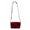 Mini bolso bandolera burdeos de ante trenzado con correa ajustable de piel sintética - Rojo