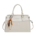 Sac bandoulière tissé crème avec poignées et logo fashion bags élégant pour femme - Blanc