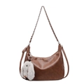Vintage braune Shopper-Tasche mit Silberkette und grauem Hasen-Anhänger - Groß Mit Anhänger / Braun
