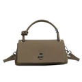 Minimalist taupe crossbody bag with litchi texture and knotted handle detail - Elephant Gray
