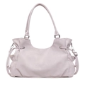 Minimalistische hellviolette Tragetasche mit Tunnelzug-Falten und Silberbeschlägen - Rosa