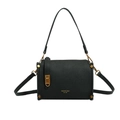 Borsa a tracolla minimalista in pelle nera con fibbia dorata e dettagli di rivetti - Nero