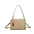 Borsa a tracolla chic in pelle beige con chiusura dorata e manico superiore - Color Farina d'Avena