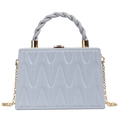 Quilted box handbag in light blue with spiral handle and gold chain strap - Gray
