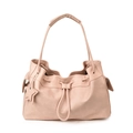 Bolso tipo cubo rosa con cordón en cuero granulado suave y detalle de colgante estrella - Rosa