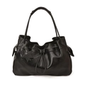 Bolso hobo clásico de cuero negro con detalle de cordón y colgante de estrella negra - Negro