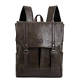 Donkerbruine vintage rugzak van kunstleer met gespflap en een getextureerd patroon - Met Hanger / Bruin