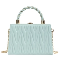Elegante borsa a scatola verde menta trapuntata con manico a spirale e catena oro - Verde