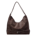 Sac à épaule hobo rétro marron foncé avec boucle décorative et surpiqûres - Marron