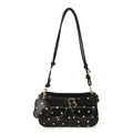 Borsa sottobraccio in vernice nera a pois con doppie tasche e ciondolo a cuore elegante - Nero