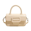 Minimalist beige vintage top-handle bag in PU leather with large square buckle detail - Pink / No Pendant