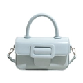 Retro light blue small handbag with iconic square buckle and smooth leather finish - Blue / No Pendant