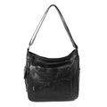 Bolso tote grande negro minimalista de cuero PU suave con práctico bolsillo frontal - Negro