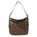 Bolso tote vintage grande de piel sintética marrón oscuro con bolsillo frontal - Marrón
