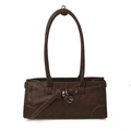 Sac Boston vintage marron foncé avec boucles argentées et fini en cuir mat - Marron