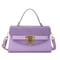 Bright purple handbag with wave pattern texture, gold chain and adjustable shoulder strap - 23*8*14cm / Purple