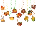 Herfst- en Thanksgiving decoratieset met esdoornblad en kalkoen hangende spiralen - Hangende Spiralen Set