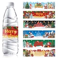 6-pack Christmas water bottle labels with Santa and Snowman for festive party decor - Holiday Multicolor Printed