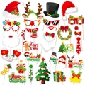 Set di 30 oggetti di scena per foto di Natale con cappelli di Babbo Natale e corna di renna - Kit da 31 Pezzi / Accessori Foto Natale Stile B