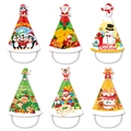 Set di 6 cappellini di carta natalizi con Babbo Natale, renne e pupazzo di neve - Babbo Natale Pupazzo di Neve Pinguino Elfo Renna E Omino di Pan di Zenzero