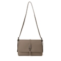 Borsa a tracolla classica in pelle martellata kaki con fibbia argentata e cinturino - Grigio