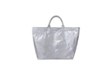 Metallic silver DuPont paper tote bag with snakeskin texture and white lettering - Silver