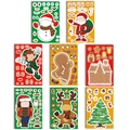 Detailed view of 8 different DIY Christmas character sticker sheets for kids' party gifts - Cartoon Characters Set / Multi Style Combo