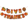 Thanksgiving banner decoratie met Give Thanks oranje letters en pompoen iconen - Onregelmatige Thanksgiving Banner (GIVE THANKS)
