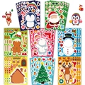 Set di adesivi natalizi fai-da-te per bambini con 8 personaggi festivi diversi - 1 Foglio