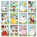 Set di 12 fogli di adesivi animali della fattoria con mucche e maiali per puzzle fai-da-te - 12 Pezzi Per Confezione