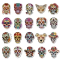 Set of 20 colorful Day of the Dead sugar skull stickers for Mexican party decorations - 20 Sheets