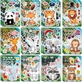 12-pack jungle animals mix and match face DIY sticker set for kids birthday parties - 1 Sheet / Colorful